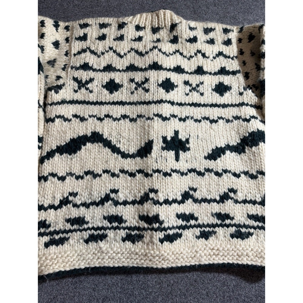 Vintage Fab Hand Knit Wool Canada Cowichan Cardigan Women's M/L - Picture 11 of 13